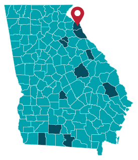Map of Georgia with Hart County Highlighted